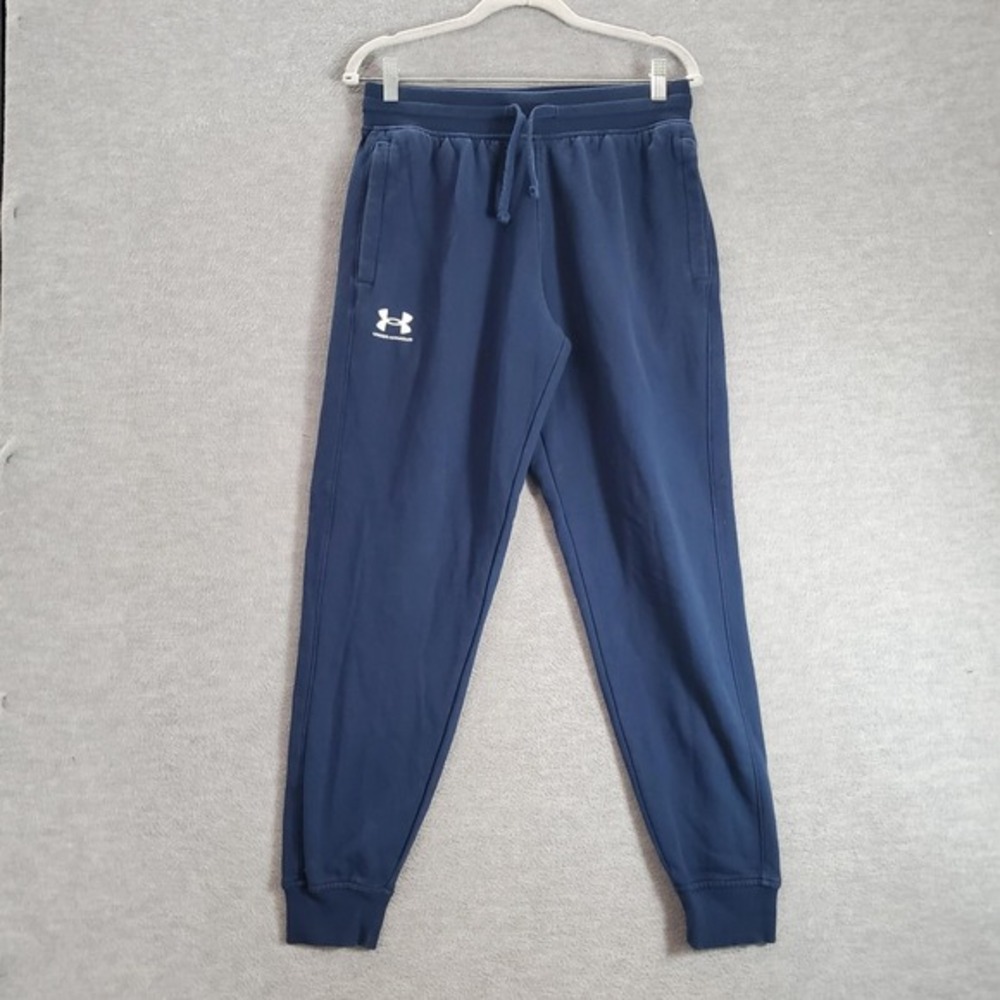 Under Armour Men Activewear Pants Medium Blue Loose Fit Joggers Drawstring